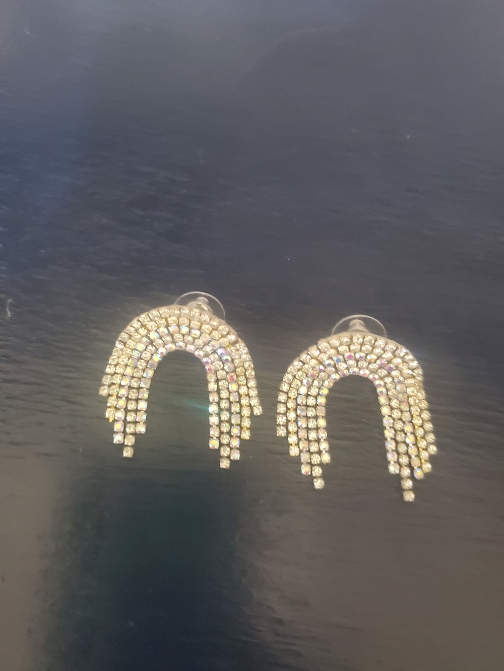 Gold Rhinestone Cascade Arch Drop Earrings - Women Jewelry